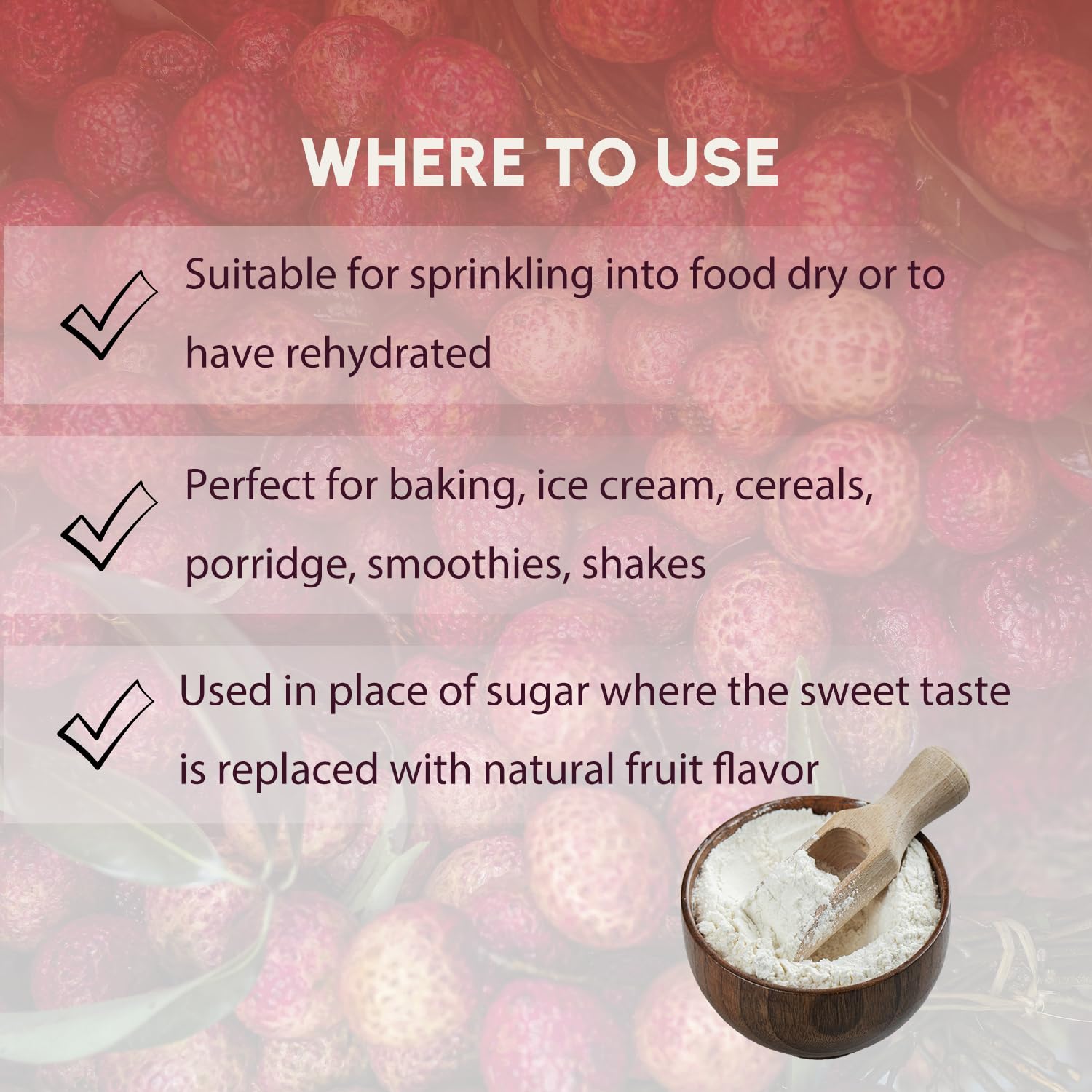 Lychee Powder 8 oz, Natural Powder for Beverages, Cooking