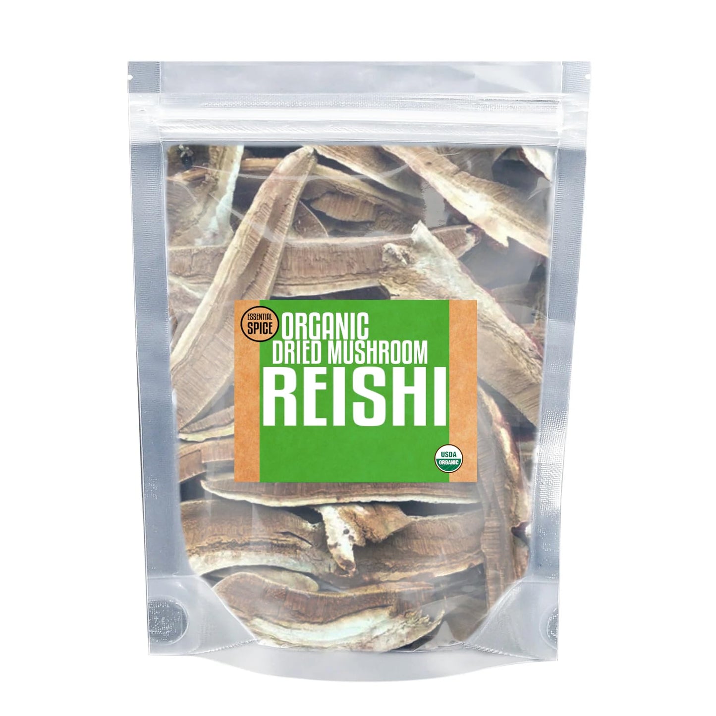 Essential Spice Dried Organic Reishi Mushroom - Whole Slices, Premium Quality, Earthy & Bitter Flavor - Perfect for Teas, Tinctures, and Herbal