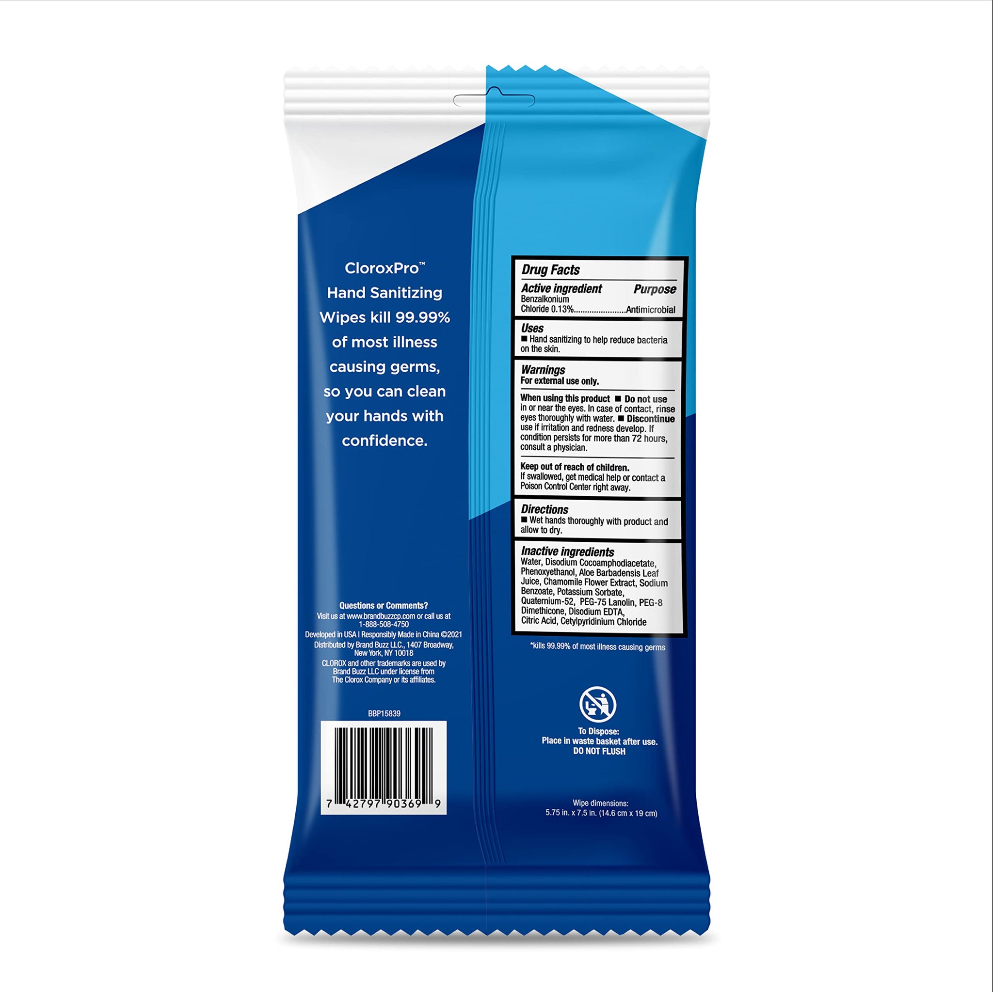 Clorox Pro Alcohol Free Hand Sanitizer Wipes with BZK, Gentle Bleach-Free Sanitizing Wipes for Hands - 0.13% BZK Formula, FDA Registered, Resealable