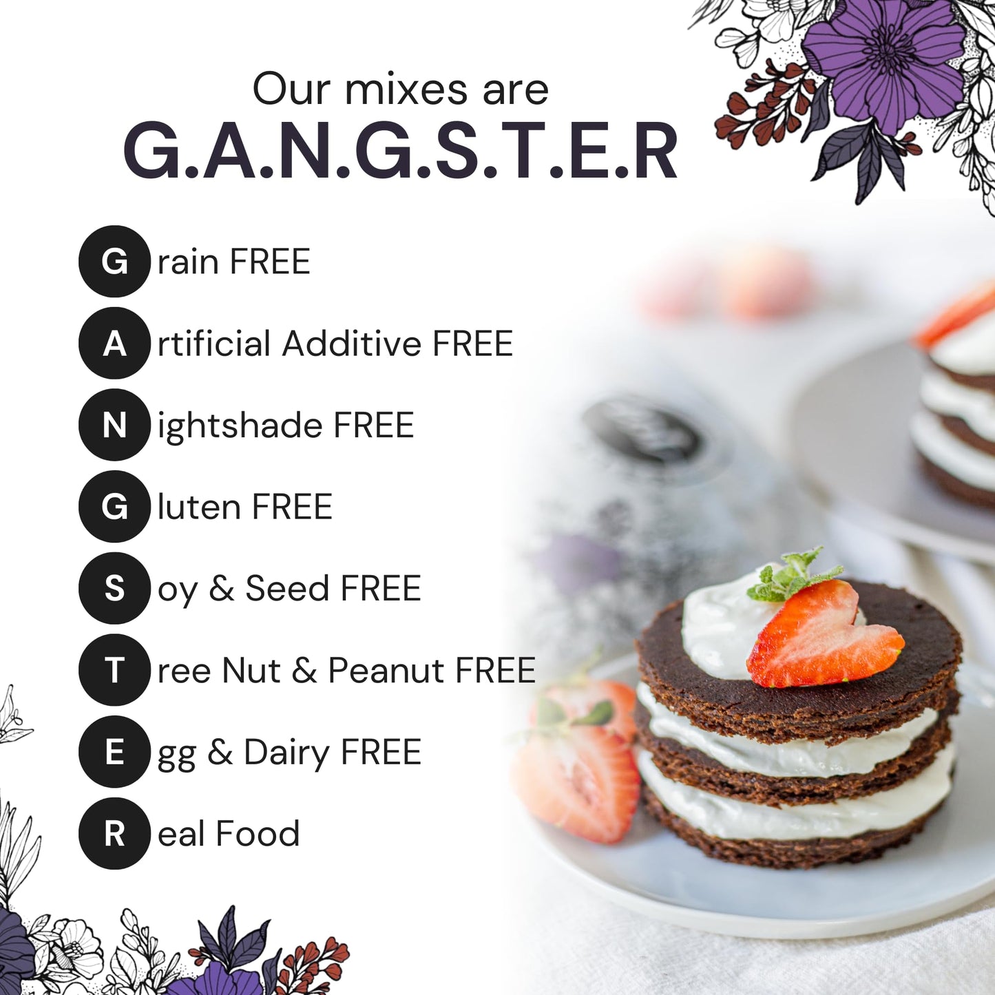 eat G.A.N.G.S.T.E.R. Dark Choconot Fudge Cake & Muffin Mix, Allergy-Friendly Baking Mix, Grain-Free, No Dairy, Nuts, Gluten, Dairy, For Vegan, Paleo & AIP Diets, Chocolate Cakes, Muffins and Cupcakes