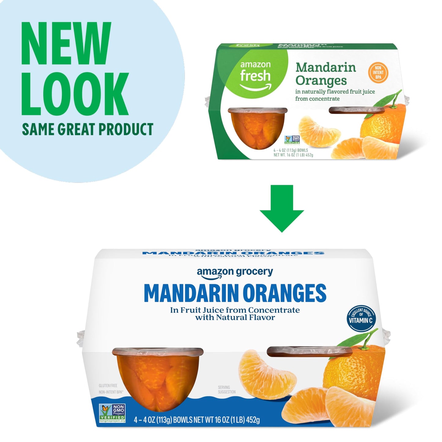 Amazon Grocery, Mandarin Oranges in Fruit Juice, 16 Oz, 4 Ct