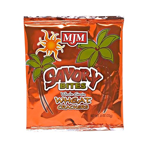 MJM Savory Bites Whole Grain Wheat Crackers - Case of 155 Packs | Wholesome and Flavorful Snack | Perfect for Any Occasion | Healthy and Satisfying