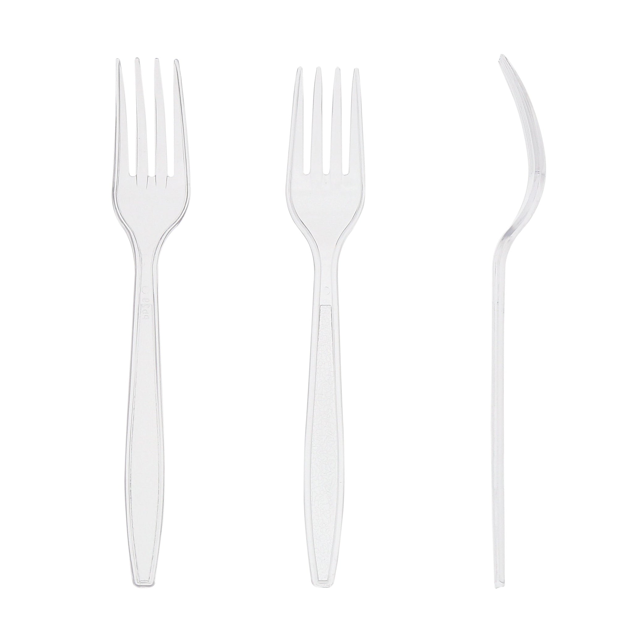 AmerCareRoyal Heavy Weight Unwrapped Disposable Polystyrene Plastic Forks for Restaurants and Catering, Clear, Pack of 1000