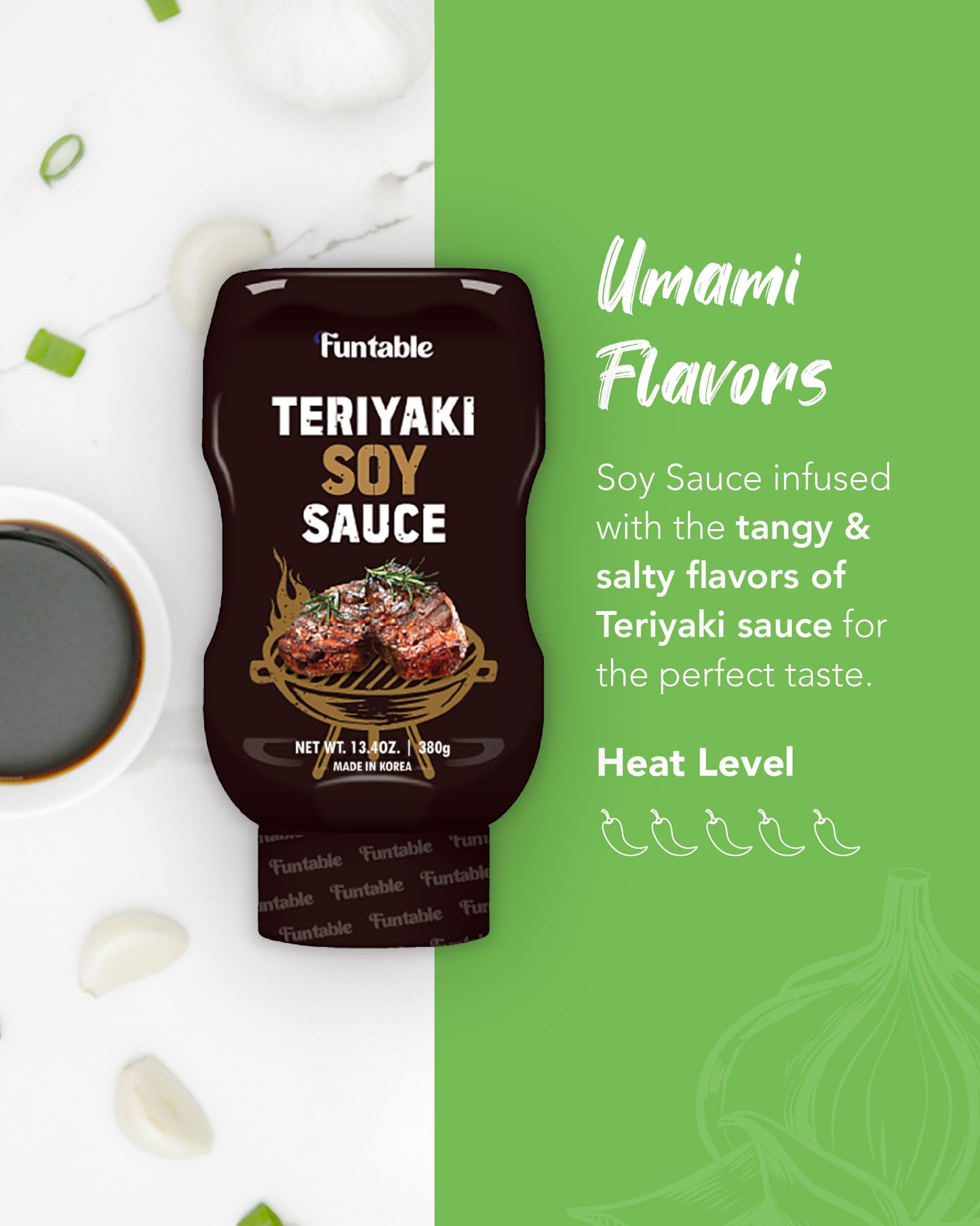 Funtable Teriyaki Soy Sauce (13.40 oz, Pack of 1) - Korean Authentic Sweet Soy Sauce, Ideal for Dipping, Marinating, & Seasoning Korean Bulgogi