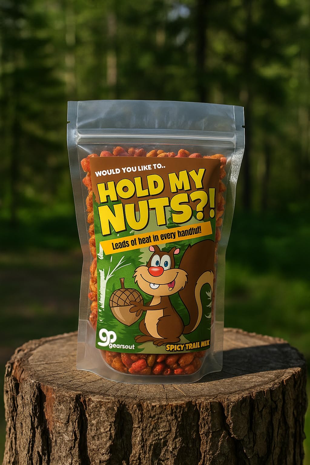 Hold My Nuts Spicy Trail Mix - Funny Squirrel with Acorn Design - Spicy Snacks for Men and Women - Premium Blend, Made in the USA