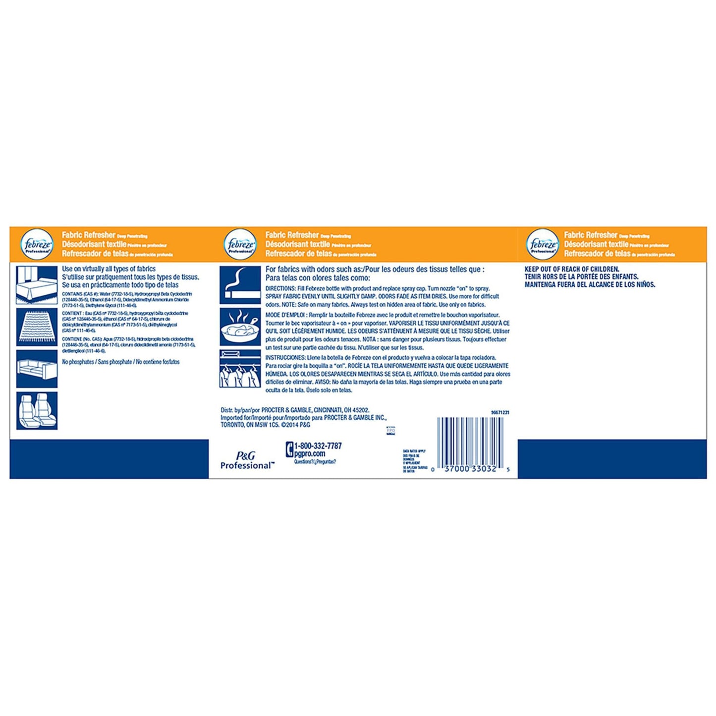 Febreze Professional Fabric Refresher Spray, 3 Pack, Deep Penetrating, Eliminates Odors with Light Fresh Scent, for All Fabrics, Upholstery, Bedding