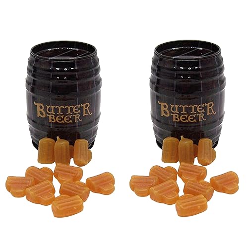 Harry Potter Inspired Butterbeer Chewy Candy in Barrel Tin, 2 Pack, Fun and Delicious Treat, 1.5 Ounce Tins
