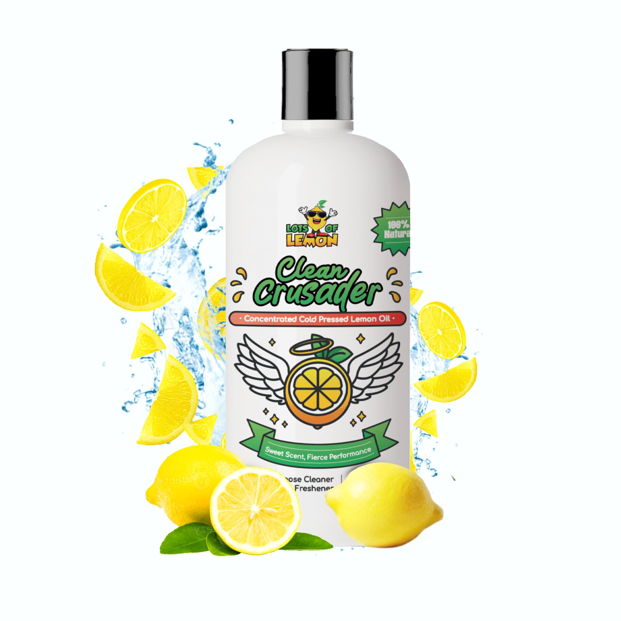 Lots of Lemon - Clean Crusader Cold Pressed Lemon Oil Concentrate - All Purpose Cleaner & Air Freshener - 16oz 1 pack
