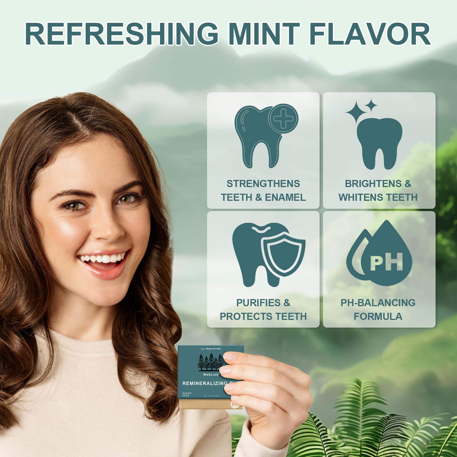Remineralizing Chewing Gum - 2026 Sugar-Free Gum with Xylitol & Hydroxyapatite - Aspartame-Free, Sucralose-Free, Eco-Friendly - Fresh Mint - 4 Pack