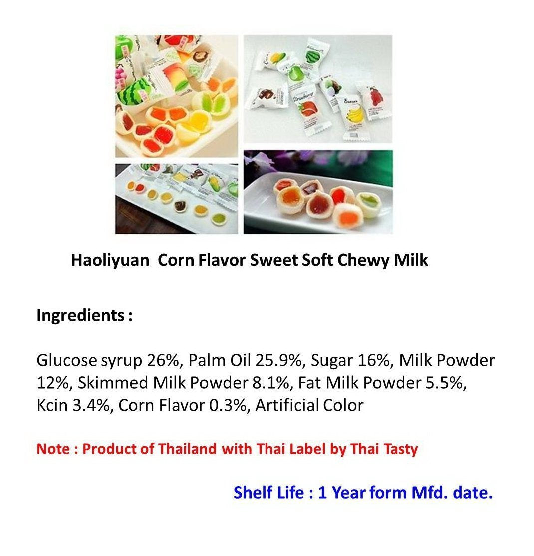 Haoliyuan Corn Flavor Sweet Soft Chewy Milk Candy, 100 Pieces (360g)