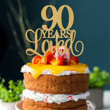 90 Years Loved Cheers to 90th Anniversary, Gold Glitter Birthday Party Favor Supplies