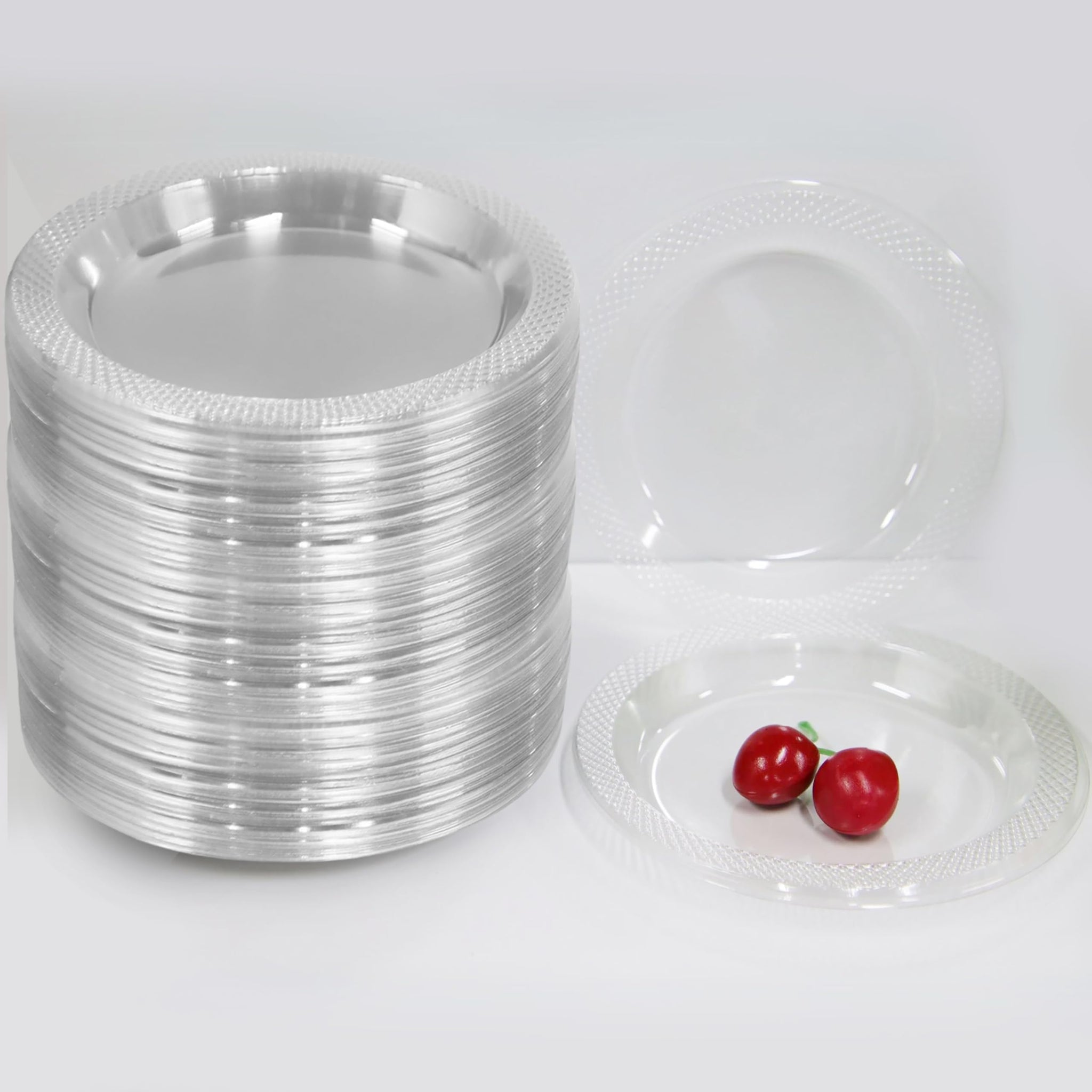 DEEZPOZ 6 Inch Clear Plastic Plates 100 Bulk Pack - Disposable Cake Plates for Dessert & Appetizers, BBQ, Party, Travel and Events,Recyclable (pack