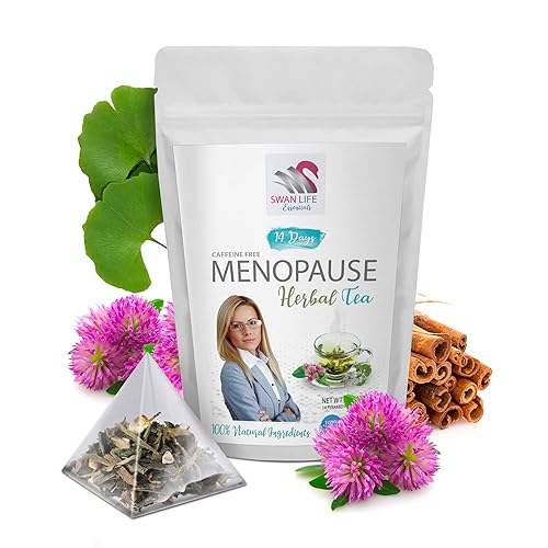 black cohosh for menopause hot flashes - MENOPAUSE HERBAL TEA 14 days, caffeine free, black cohosh, gingko leaf, red clover herb, cinnamon chip