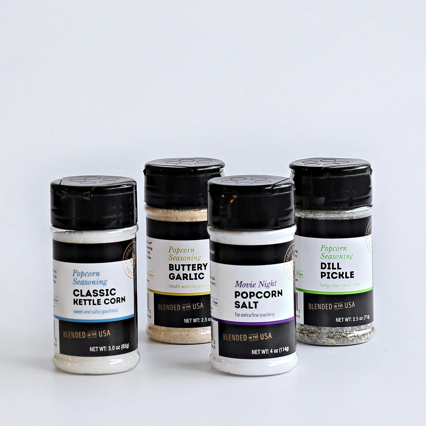 Dell Cove Spices Popcorn Seasoning Sampler in Jars | Set of 4 Toppings