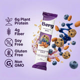 Berg Bites Plant-Based Almond Butter & Jelly Bites, Vegan, Gluten-Free, 6g Protein, 5g Fiber, Energy Snack Box - Clean Energy Healthy Snack Bar