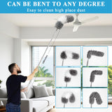HLWDFLZ Microfiber Duster Kit 25pcs with 30 to 100 Inches Extension Pole and Baseboard Cleaner Tool, Washable and Bendable Feather Duster for Cleaning