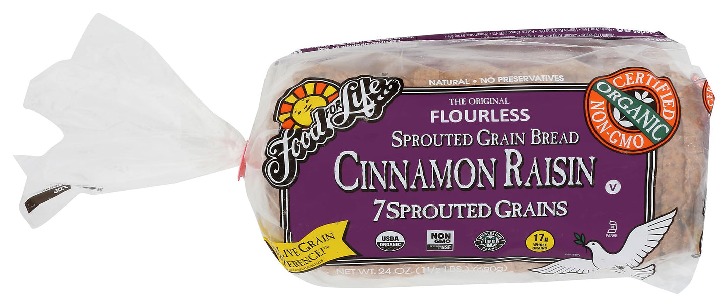 Food for Life Organic Cinnamon Raisin Sprouted Wheat Bread, 24 OZ