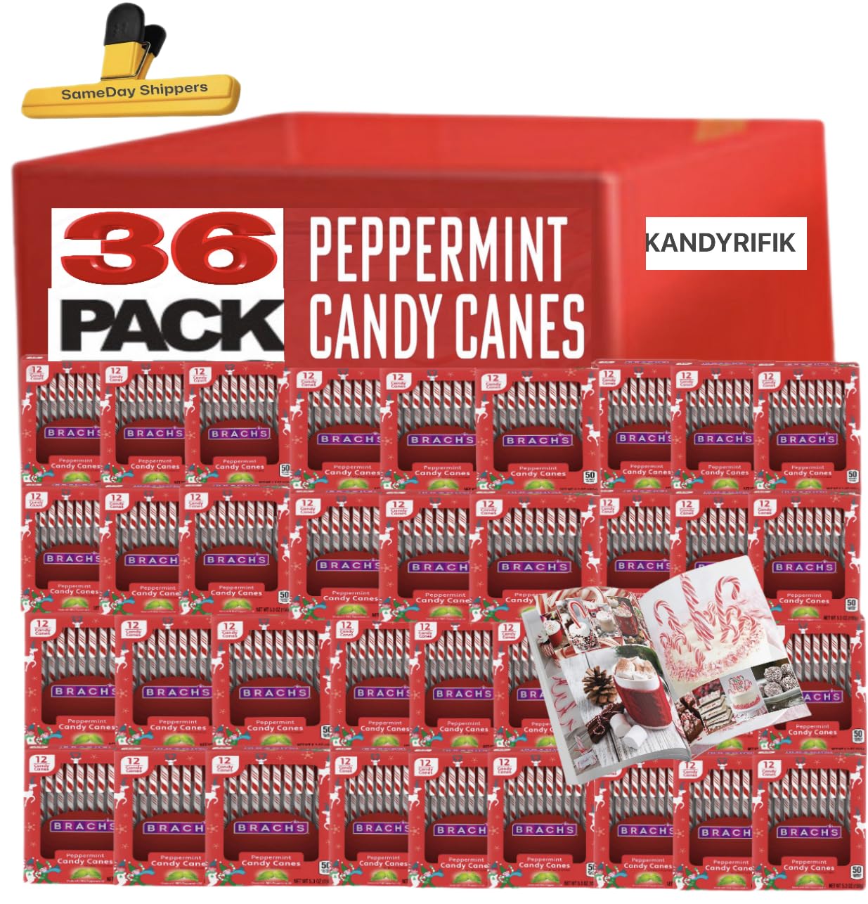 CANDY CANES (432 COUNT) - 36 PACK, Peppermint Candy Canes, Individually Wrapped Bulk Candy Canes, Christmas Candy, Stocking Stuffers for Kids, Holiday