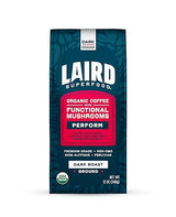 Laird Superfood Peruvian Dark Roast Coffee with Functional Mushrooms, Certified Organic Peruvian Ground Coffee Beans, Gluten-Free, Dairy-Free