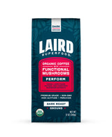 Laird Superfood Peruvian Dark Roast Coffee with Functional Mushrooms, Certified Organic Peruvian Ground Coffee Beans, Gluten-Free, Dairy-Free