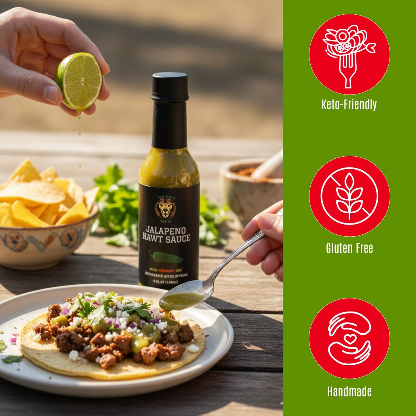 Taylored Sauces Jalapeno Hawt Sauce, Keto, and No-Calorie Gourmet Blend, Sugar-Free, Gluten-Free Artisan Condiment, Made with Fresh Jalapeno Peppers