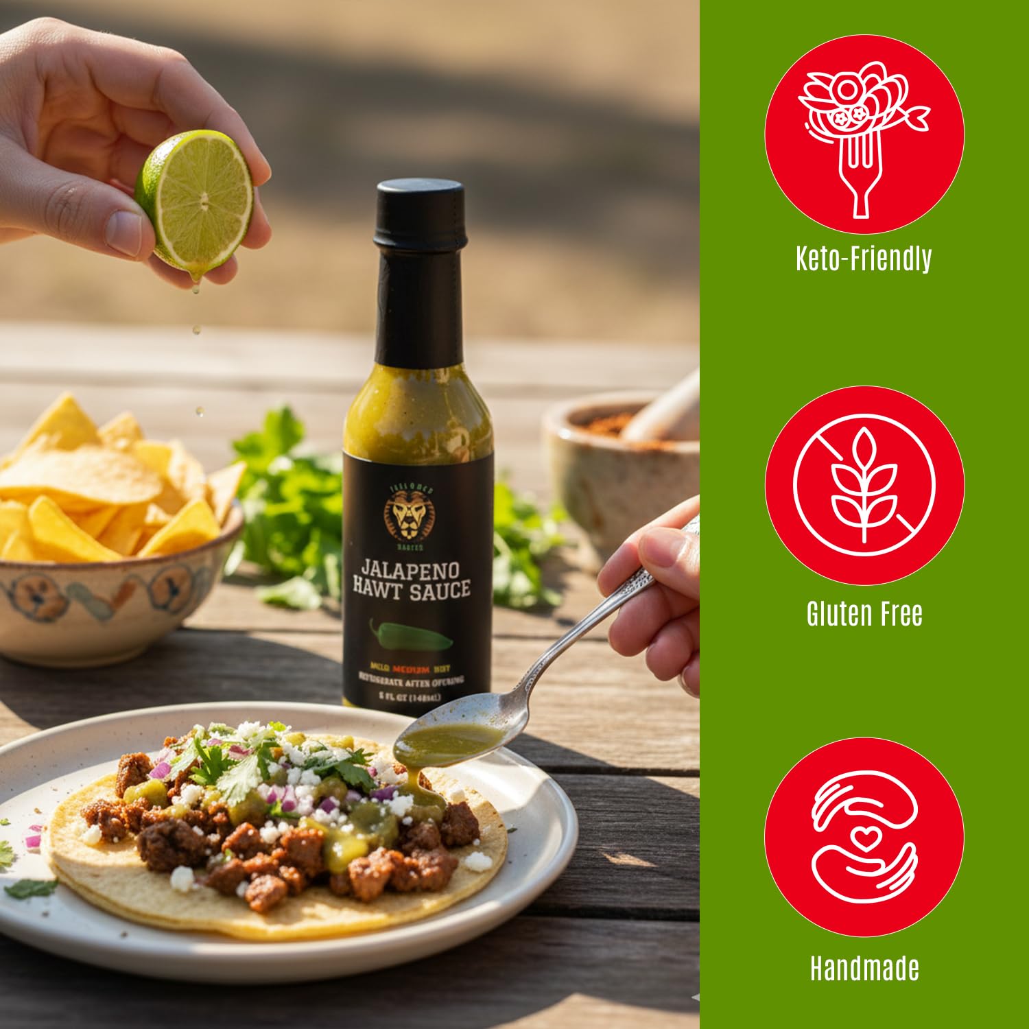 Taylored Sauces Jalapeno Hawt Sauce, Keto, and No-Calorie Gourmet Blend, Sugar-Free, Gluten-Free Artisan Condiment, Made with Fresh Jalapeno Peppers