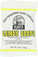 Claey's Candies Lemon Drops - Old Fashioned Hard Candy - 100 Percent Naturally Lemon Flavor - Fat-Free - 6 Ounce - 12-Pack