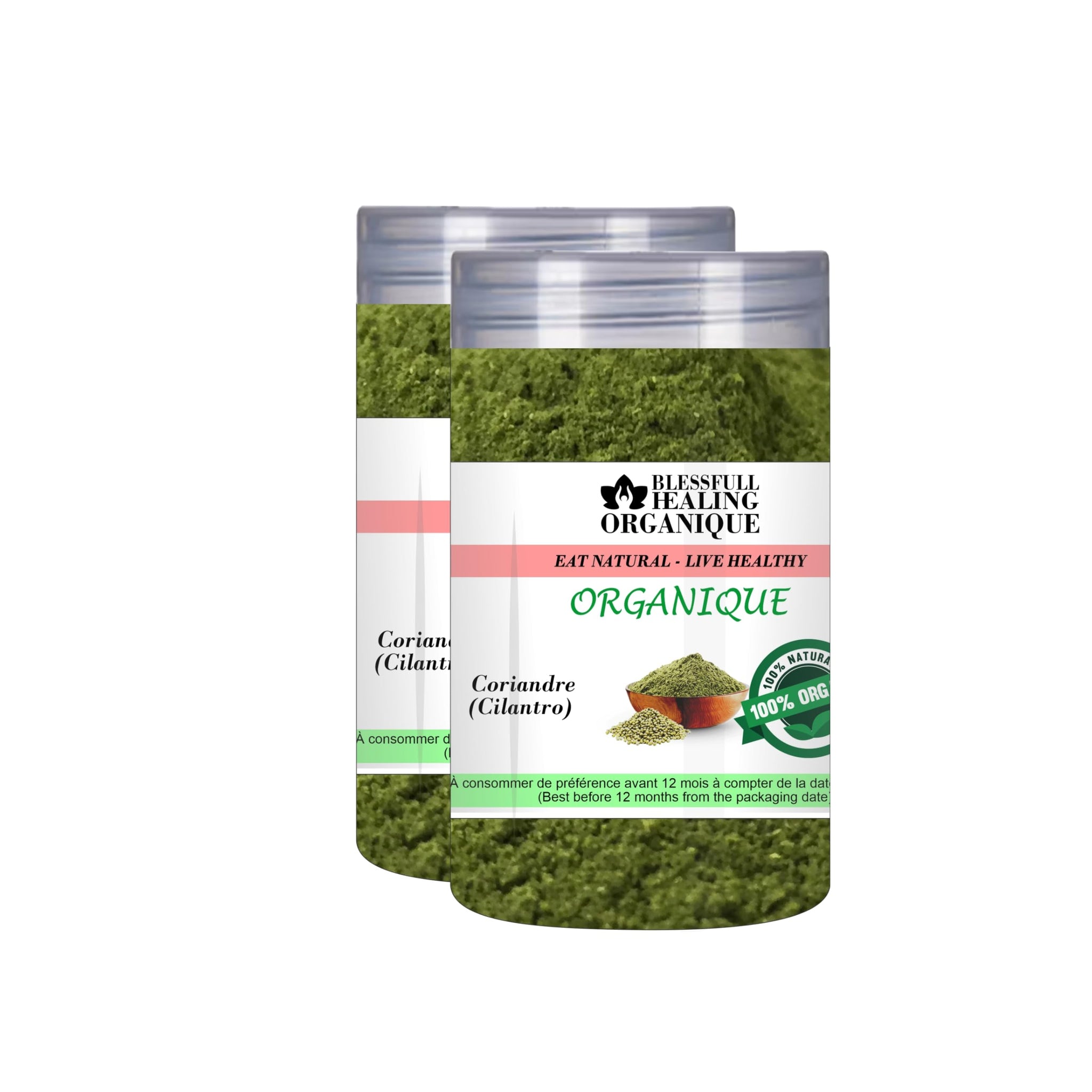 Blessfull Healing Organic Cilantro 100 Gram (3.52 oz) Each (Pack Of 2) = 200 Grams, Vegan