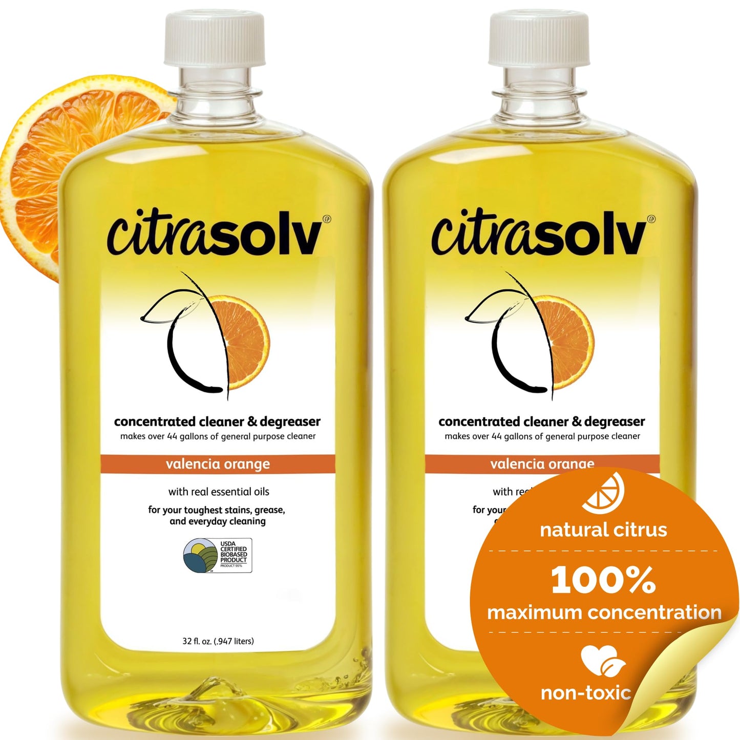 Citra Solv Concentrated Cleaner & Degreaser, Deodorizer, Paint & Adhesive Remover, for Home and Outdoor, Natural Orange Oil, Safe, Valencia Orange