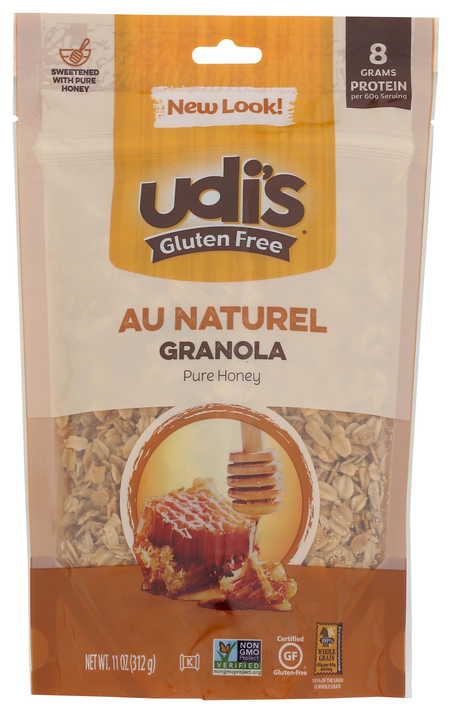 Udi's Gluten Free Au Naturel Granola, Dairy Free and Egg Free, Pure Honey , 11Ounce (Packaging May Vary)