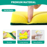PuoWeo 24-Pack Heavy Duty Scrub Sponges, Non-Scratch Kitchen Sponge with Durable Scouring Pad, Dual-Sided Cleaning Sponge for Dishes, Pots, Pans