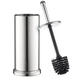 Home-it Chrome Toilet Brush Set for Tall Toilet Bowl with Holder and Lid