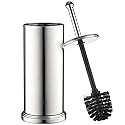 Home-it Chrome Toilet Brush Set for Tall Toilet Bowl with Holder and Lid