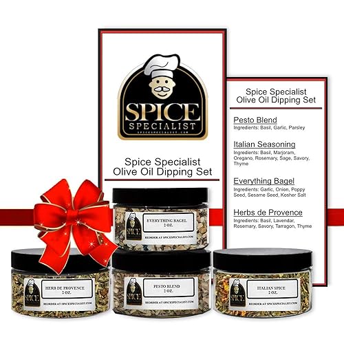 Olive-Oil Seasoning for Bread Dipping Assortment Set - Contains: 4 Assorted Plastic Jars - KOSHER