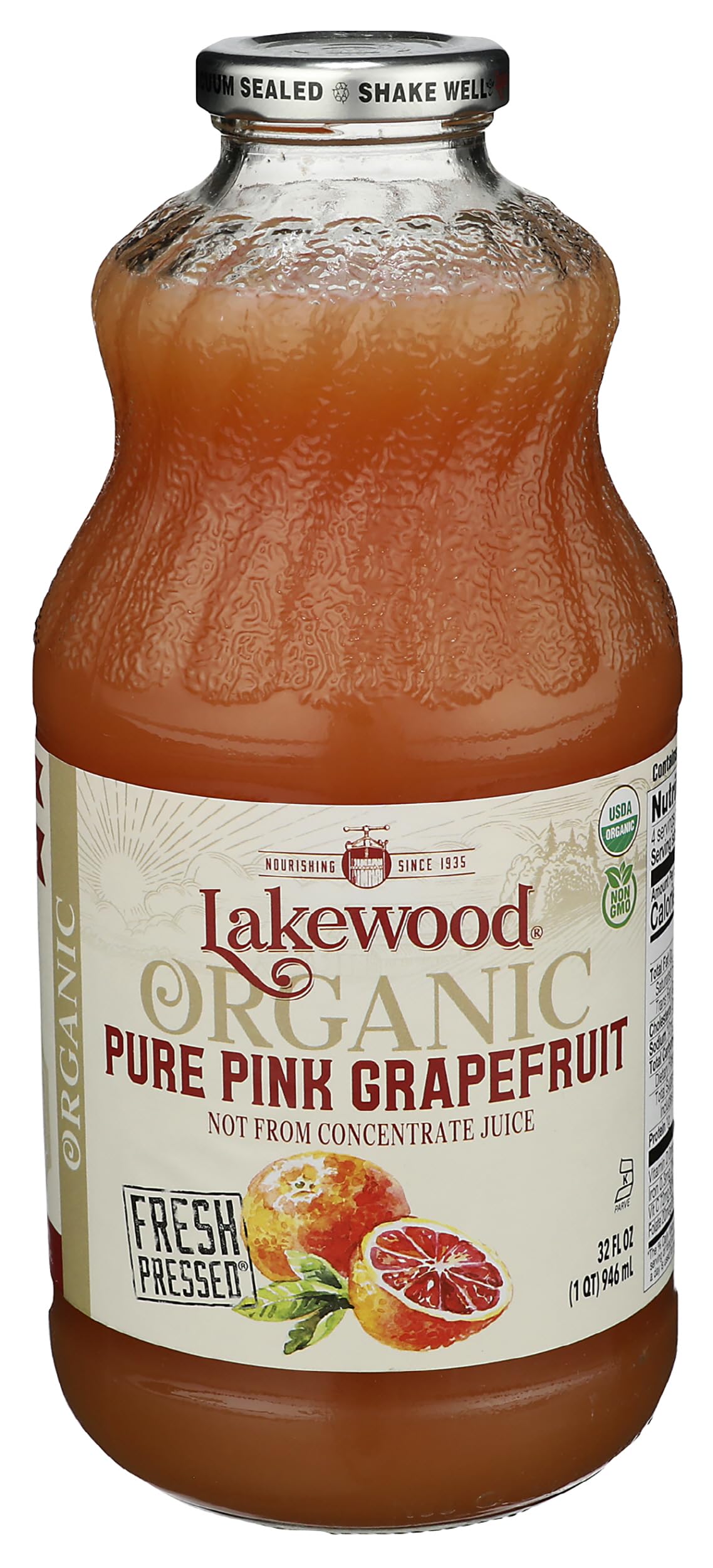 Lakewood, Juice Grapefruit Pink Pure organic, 32 Fl Oz
