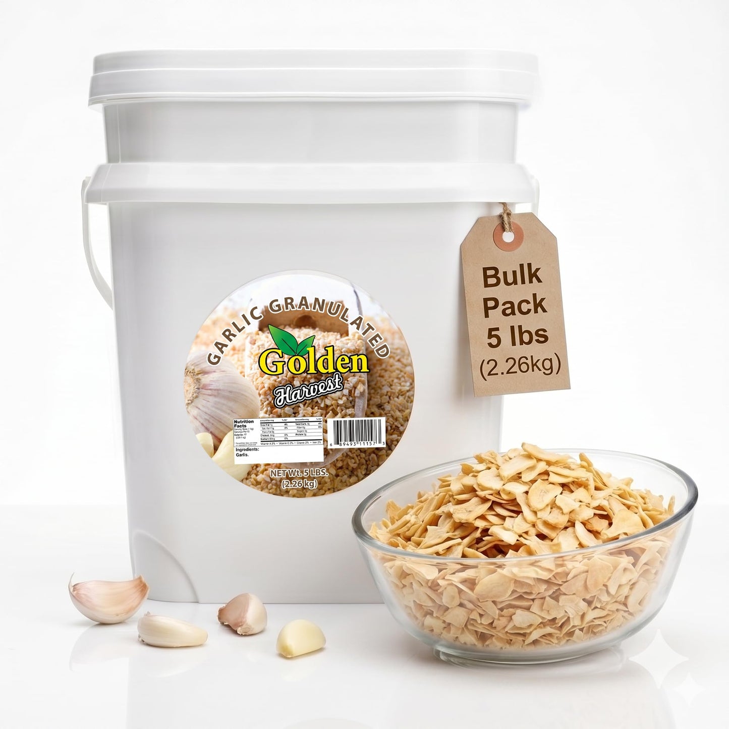 Golden Sliced Dried Garlic Flakes | Non-GMO & Gluten Free | No Additives | Ideal for Grinding into Granulated Garlic or Powder | Perfect for Rubs