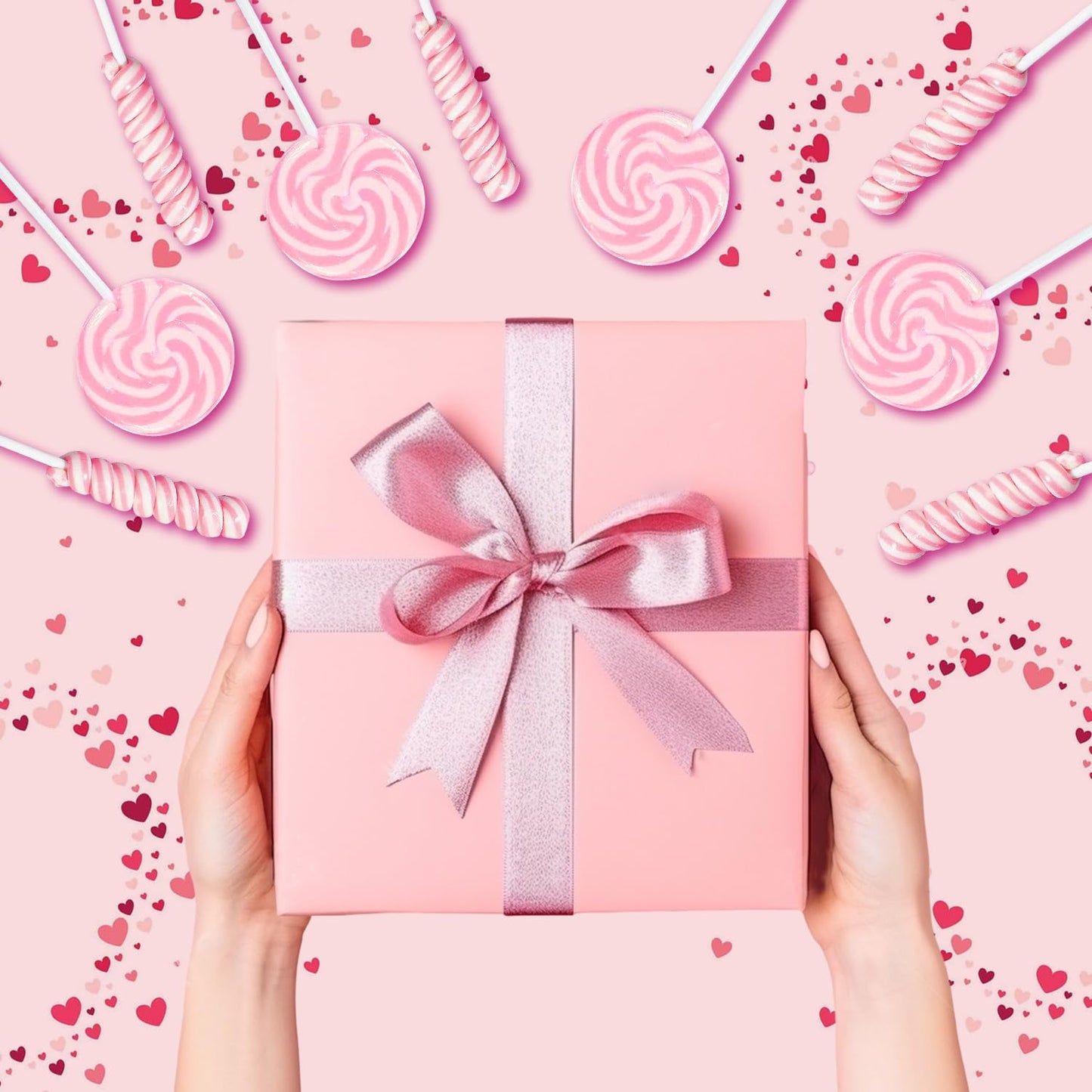 Pink Candy - 12 Swirl And 12 Twisty Lollipops - PACK 24 Suckers Individually Wrapped - Candy Buffet