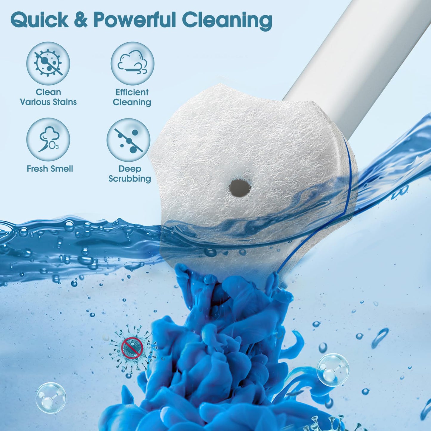 Disposable Toilet Brush with 48 PCS Refills, Disposables Toilets Cleaning System with Handle, Storage Caddy and 48Toilet Bowl Refill Heads