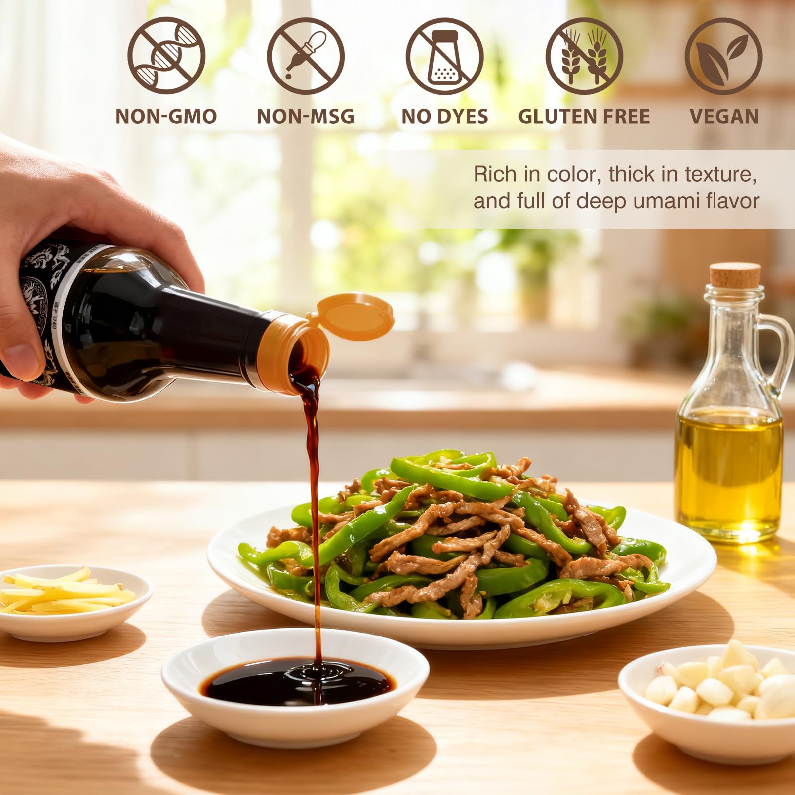 Lonppeis Premium Chinese Dark Soy Sauce 16.9 oz Each Asian Style Soy Sauce
