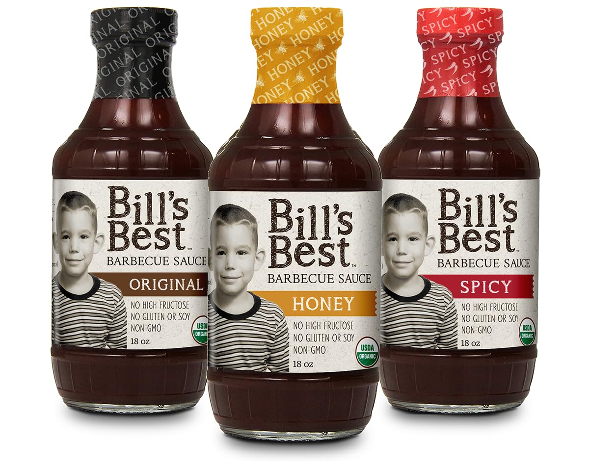 Bill's Best BBQ Sauce Variety 3 Pack, Premium Organic Recipe, Gluten Free, Family Operated, 18 ounce