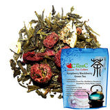 Raspberry Blackberry Green Tea, sweet fruity and nippy, soft and mild, not only a feast for the eyes but also a very special taste experience, Loose