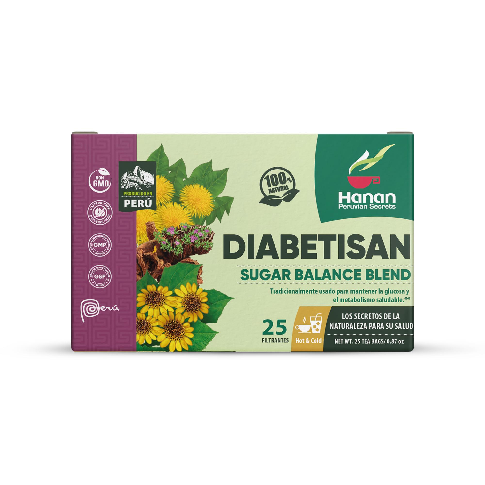 Hanan Peruvian Secrets Herbal Tea - 100% Natural Balance Tea Blend 25 Teabags Traditionally used for Supporting overall health