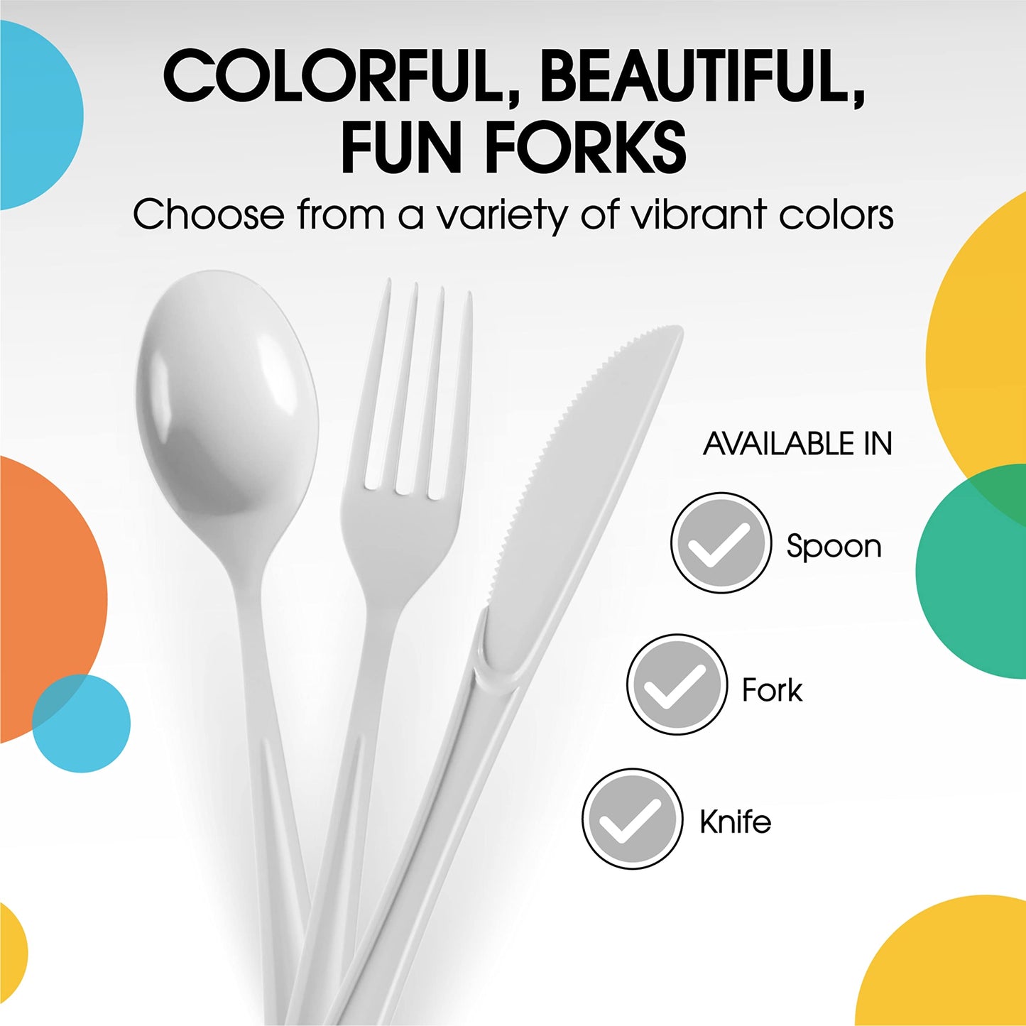 Exquisite White Plastic Forks 100 Pieces White Forks Disposable Utensils Heavy Duty Plastic Cutlery Set Flatware Sets Party Supplies & Party Tableware