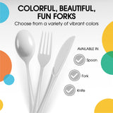 Exquisite White Plastic Forks 100 Pieces White Forks Disposable Utensils Heavy Duty Plastic Cutlery Set Flatware Sets Party Supplies & Party Tableware