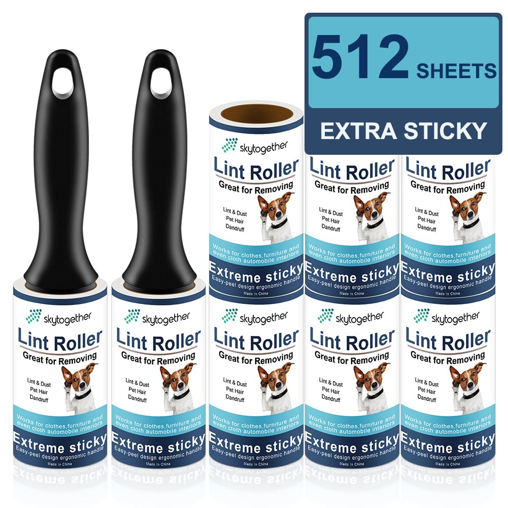 skytogether Lint Rollers for Pet Hair Extra Sticky, Dog Cat Pet Hair Remover Couch Lint Roller Travel Size Lint Remover for Clothes, 2 Reusable