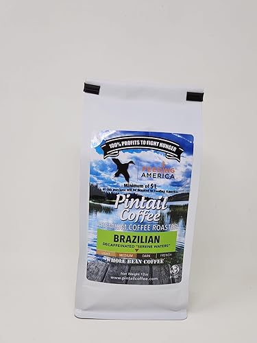 Pintail Coffee - Brazilian "Serene Waters" Decaffeinated Whole Bean Coffee, 12oz bag