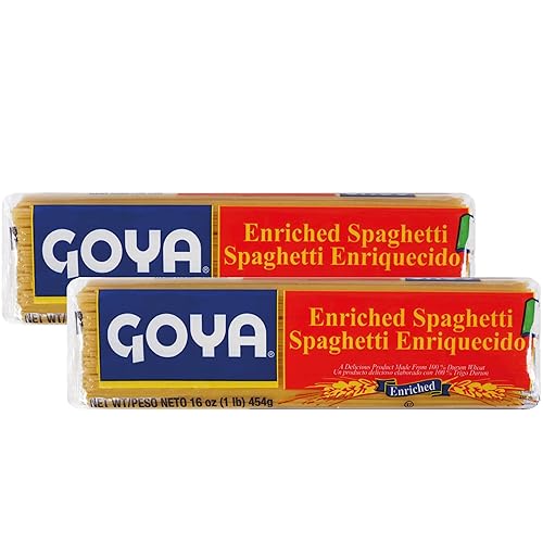 Goya Spaghetti Pasta, Pack of 2 (16 oz Bags) Enriched Durum Wheat Noodles for Classic Italian Dishes, Latin-Inspired Soups, and Everyday Family Meals