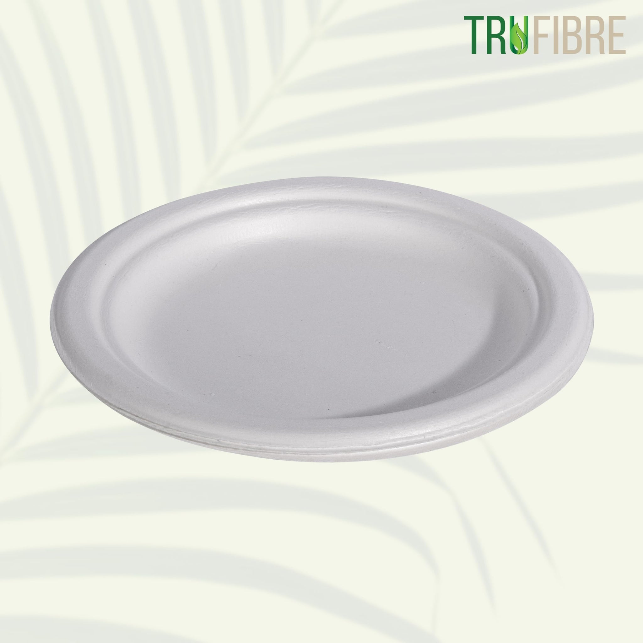 TruFibre 7" Paper Plates, Compostable Bagasse Food Container, Disposable, Microwave Safe for Lunch, Dinner, Party, Supplies, Events, Bulk, 125 Pack