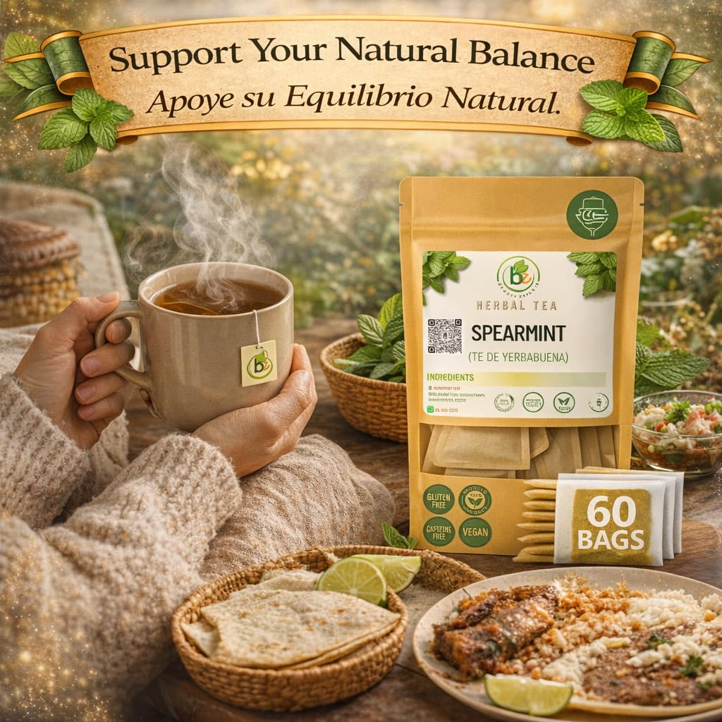 Yerbabuena Té (Spearmint Tea) - 60 Premium Tea Bags - 100% Natural Herbal Infusion (Mentha spicata) - Refreshing Minty Flavor & Digestive Support