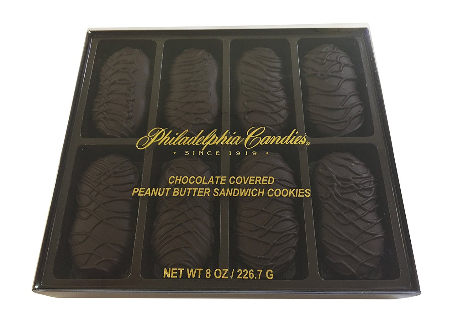 Philadelphia Candies Dark Chocolate Covered Nutter Butter Cookies, 8 Ounce Gift Box